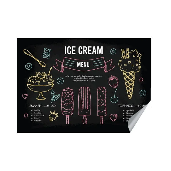 Ice crean krijtbord menukaart