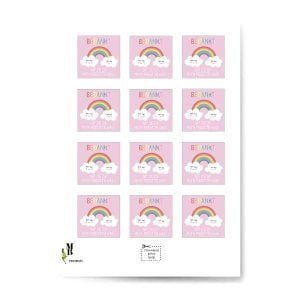 Bedankt regenboog wolk label