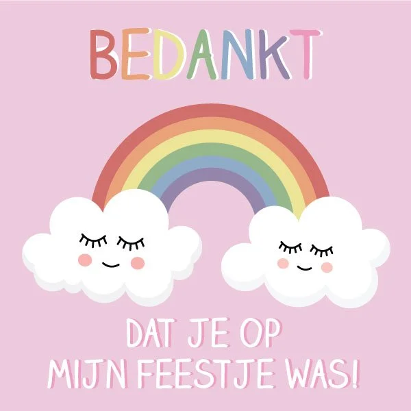 Bedankt regenboog wolk label