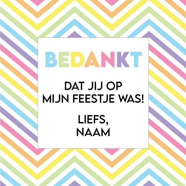 Bedankt regenboog zigzag label
