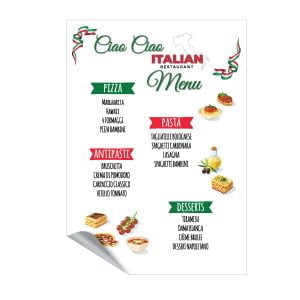 ciao italiaans menukaart