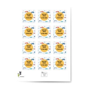 Hoera auto jarig label