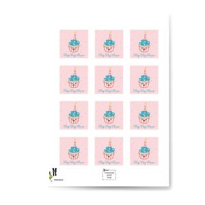 Cupcake blauw label print