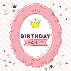 Pink birthday crown label