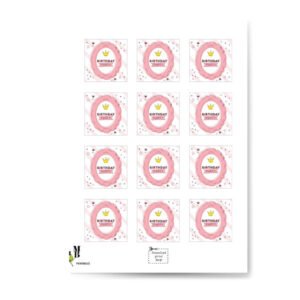 Pink birthday crown label