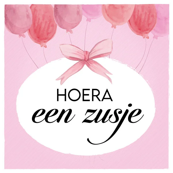 Hoera zusje ballon label