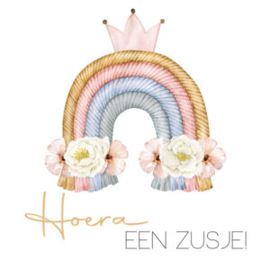 Regenboog bloemen label