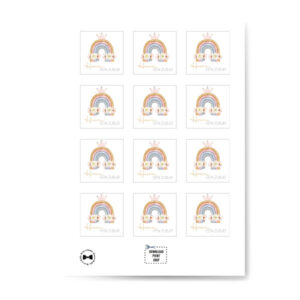 Regenboog bloemen zusje label