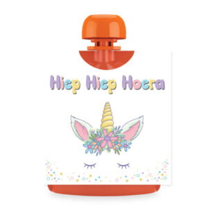 Unicorn hoera knijpfruit wikkel
