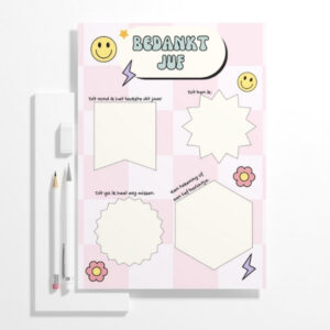 Roze ruit bedankt invulkaart 2