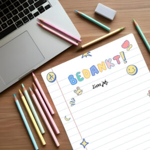 Bedankt juf lijntjes invulkaart 1