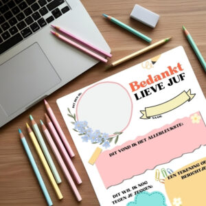 Bedankt lieve juf invulkaart