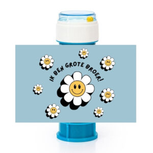 Smiley bloem blauw bellenblaas