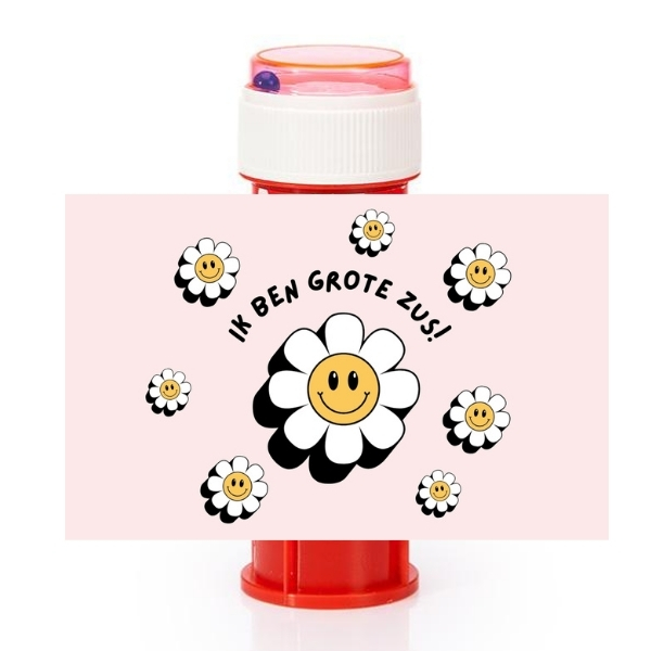 Smiley bloem roze bellenblaaswikkel