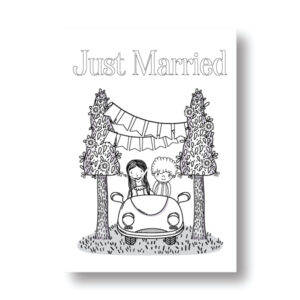 Just married auto kleurplaat