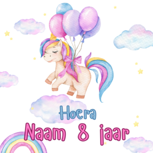 Unicorn ballonnen naam cijfer label