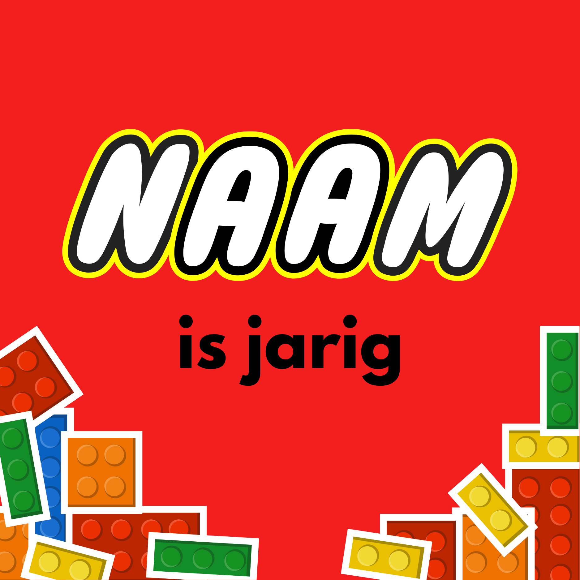 Blokken naam jarig label