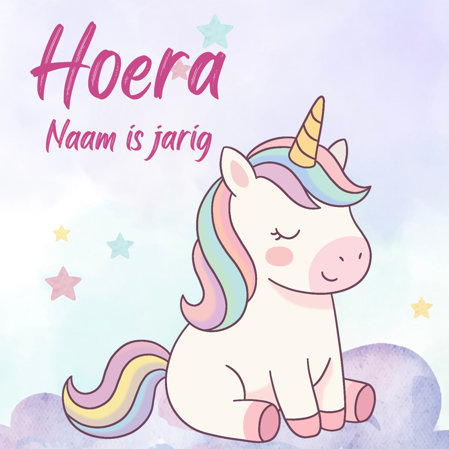Unicorn hoera naam label
