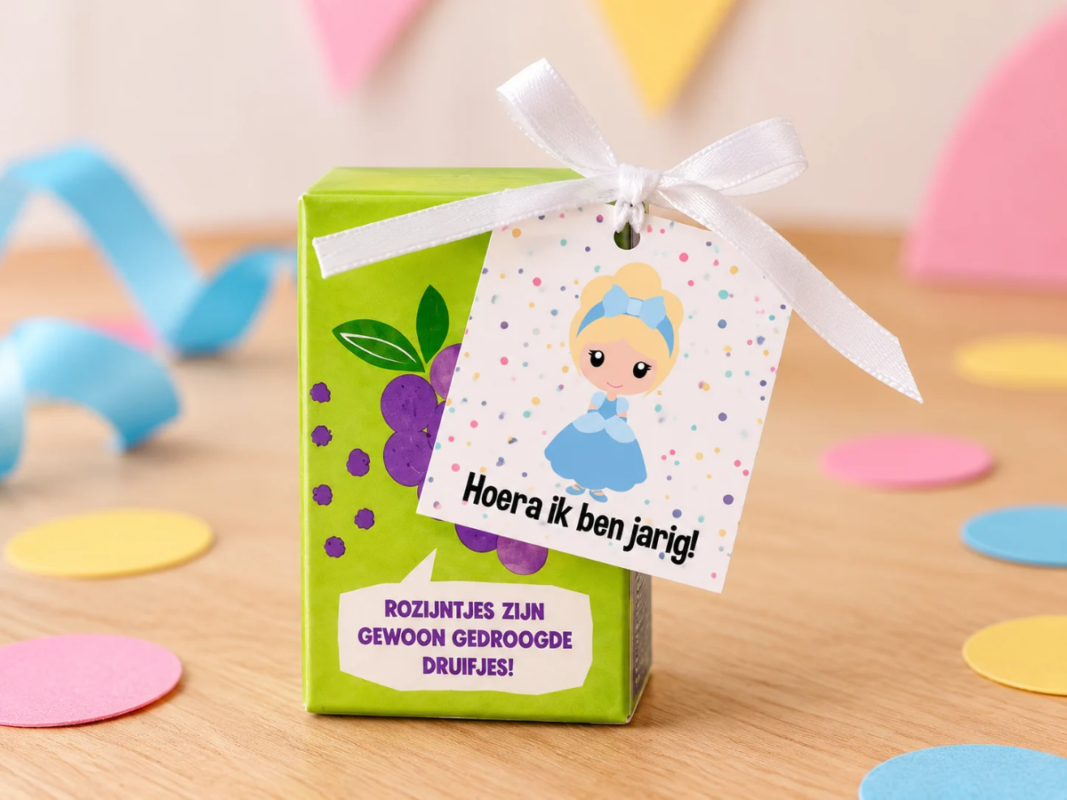 rozijnendoosje met label