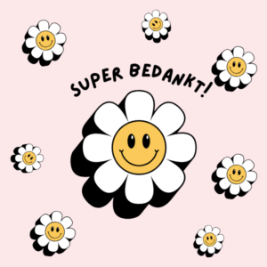Smiley bloem bedanklabel