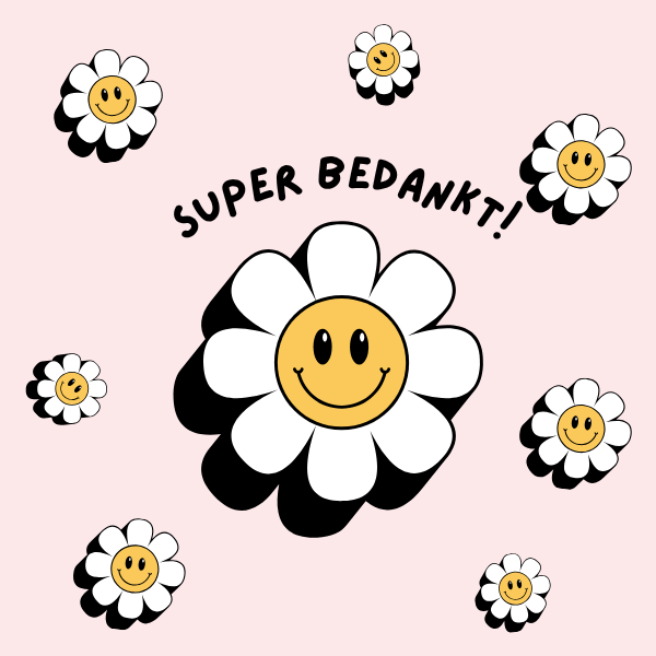 Smiley bloem bedanklabel