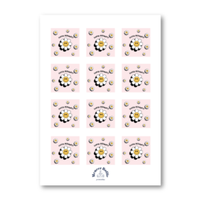 Smiley bloem bedanklabel